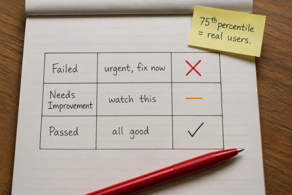 What "Failed" Means in Google's Core Web Vitals Report