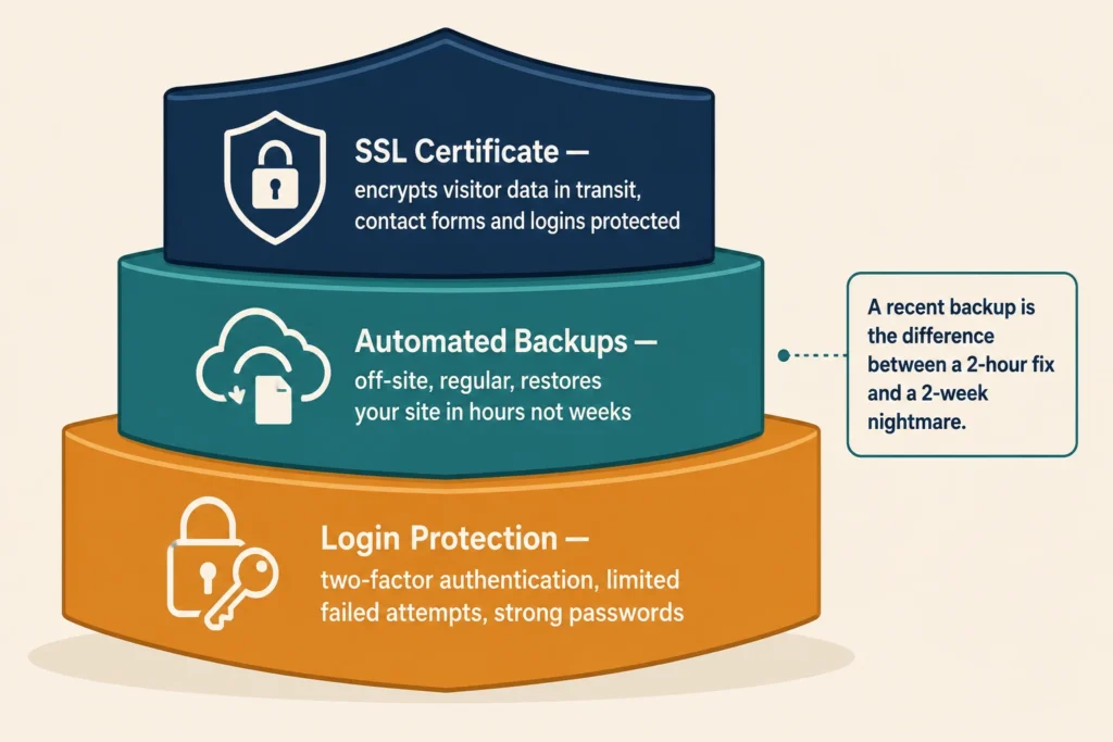 Backups, SSL, and Login Protection